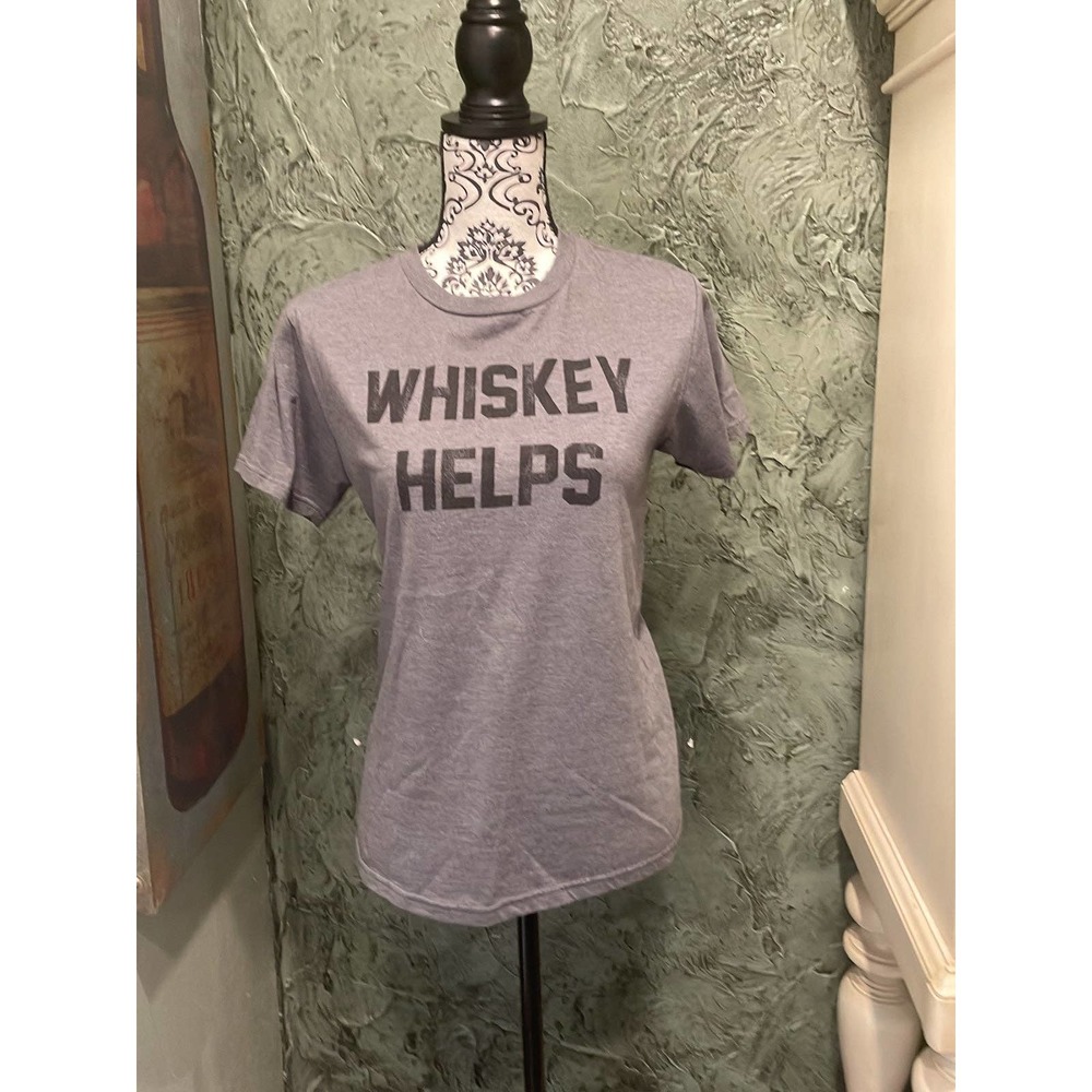 “Whiskey Helps” gray small short sleeve tee by Big Bend Outfitters